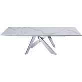 Carrara 71" Extension Dining Table in White Ceramic & Steel